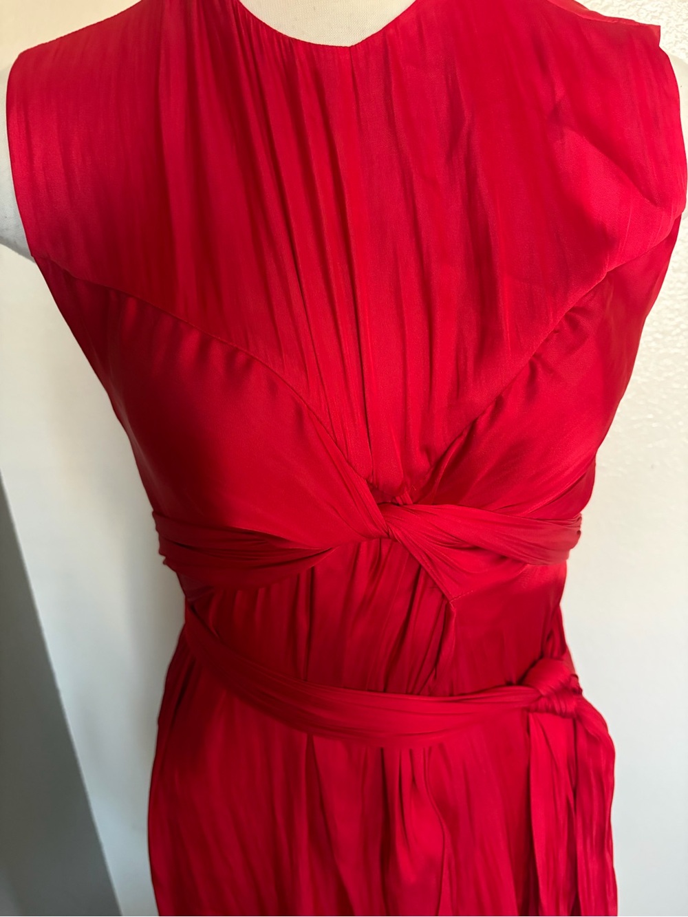 Zara Red Sleeveless Twist-Waist Maxi Dress - Picture 8 of 11